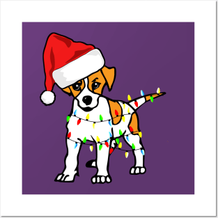 Santa Jack Russel Christmas Lights Dog Lover Christmas Gift T-Shirt Posters and Art